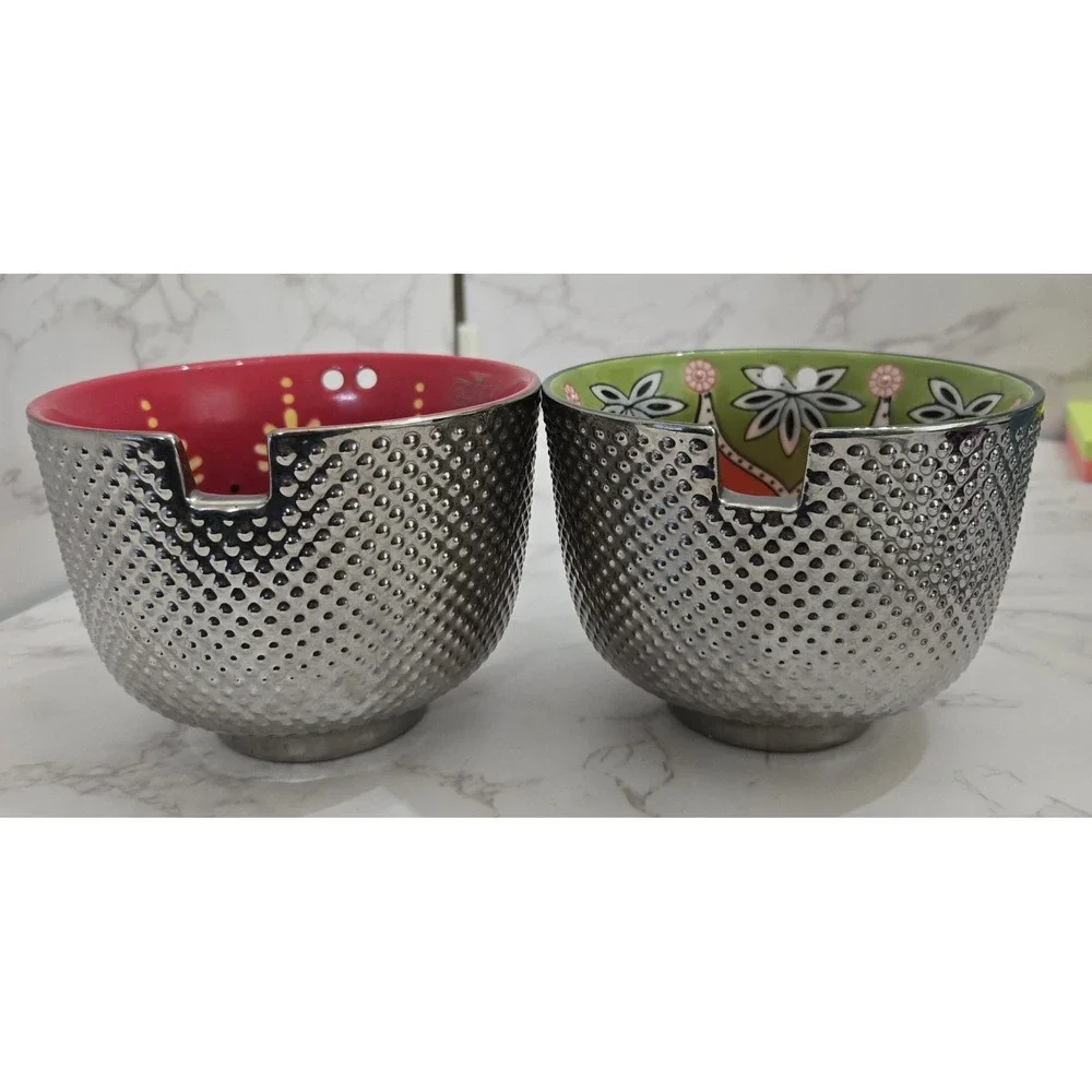 Ramon Noodle‎ Bowls 2 Asian Style Ceramic Gold And Red